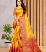 Yellow woven art silksaree with blouse