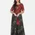 MAROON PRINTED CROP TOP WITH SKIRT AND POTLI