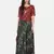 MAROON PRINTED CROP TOP WITH SKIRT AND POTLI