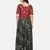 MAROON PRINTED CROP TOP WITH SKIRT AND POTLI