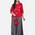 PINK FLORAL PRINTED TOP WITH SKIRT AND POTLI