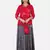 PINK FLORAL PRINTED TOP WITH SKIRT AND POTLI