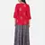 PINK FLORAL PRINTED TOP WITH SKIRT AND POTLI