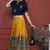NAVY PRINTED CROP TOP WITH SKIRT AND POTLI