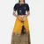 NAVY PRINTED CROP TOP WITH SKIRT AND POTLI