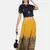 NAVY PRINTED CROP TOP WITH SKIRT AND POTLI