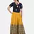 NAVY PRINTED CROP TOP WITH SKIRT AND POTLI