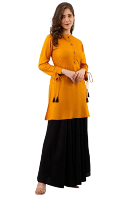 Yellow Kurti & Black Skirt 1