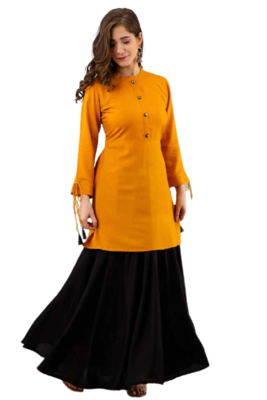 Yellow Kurti & Black Skirt 2