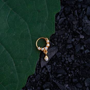 Ceremonial Nath or Nathni Gold Plated with American diamond nose ring 1