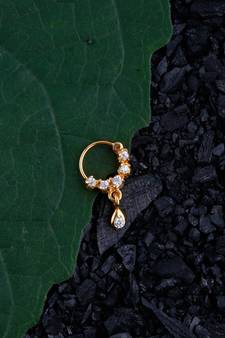 Ceremonial Nath or Nathni Gold Plated with American diamond nose ring
