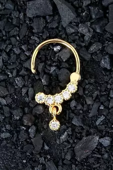 Ceremonial Festival Nath or Nathni Gold Plated with American diamond nose ring