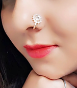 Casual Allure clip on nose stud or nose clip gold plated with american diamond nose ring