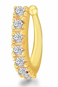 Casual Classy Clip On Nose Stud or Nose Clip Gold Plated with American diamond nose ring