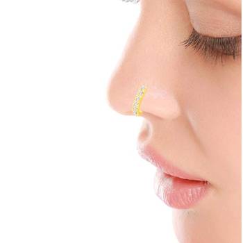 Casual Classy Clip On Nose Stud or Nose Clip Gold Plated with American diamond nose ring 2