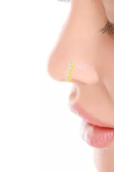 Casual Classy Clip On Nose Stud or Nose Clip Gold Plated with American diamond nose ring