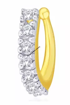 Party Allure clip on nose stud or nose clip gold plated with american diamond nose ring