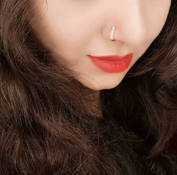 Casual Classy Clip On Nose Stud or Nose Clip Gold Plated with American diamond nose ring 2