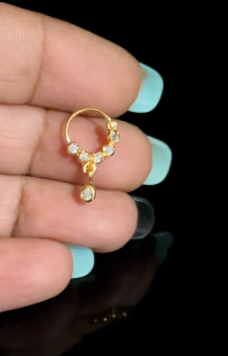 Ceremonial Fancy Nath or Nathni Gold Plated with American diamond nose ring 2