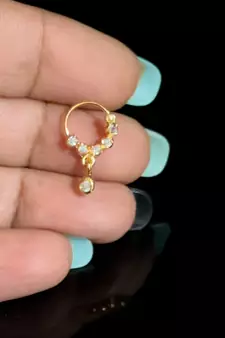Ceremonial Fancy Nath or Nathni Gold Plated with American diamond nose ring