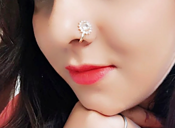 Casual Shimmering clip on nose stud or nose clip gold plated with american diamond nose ring 2