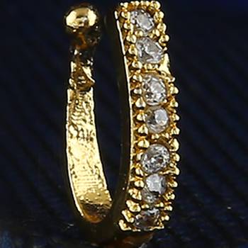 Party Floral clip on nose stud or nose clip gold plated with american diamond nose ring 1
