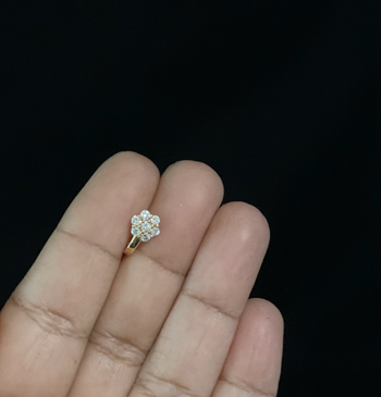 Party Floral clip on nose stud or nose clip gold plated with american diamond nose ring 1