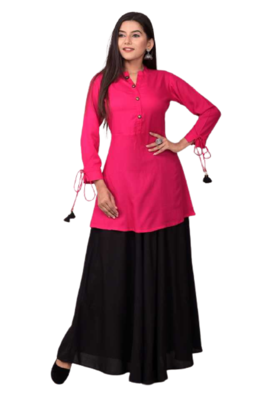 Pink Kurti & Black Skirt 1