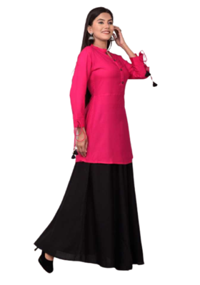 Pink Kurti & Black Skirt 2