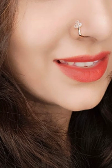 Casual shimmering clip on nose stud or nose clip gold plated with american diamond nose ring