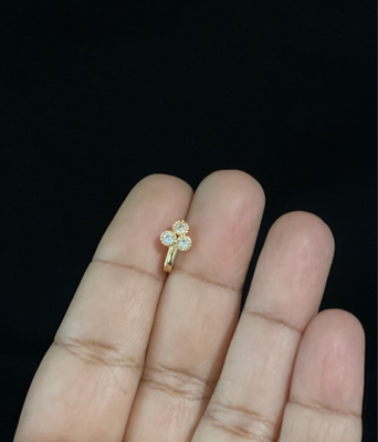 Casual shimmering clip on nose stud or nose clip gold plated with american diamond nose ring 2