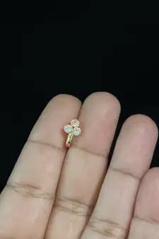 Casual shimmering clip on nose stud or nose clip gold plated with american diamond nose ring