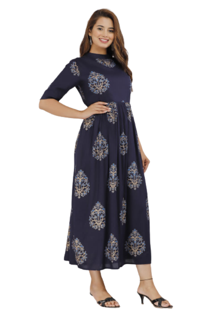 Navy Blue Long Kurti