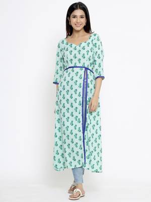 Light-green plain viscose rayon ethnic-kurtis 2