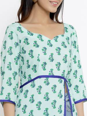 Light-green plain viscose rayon ethnic-kurtis 4