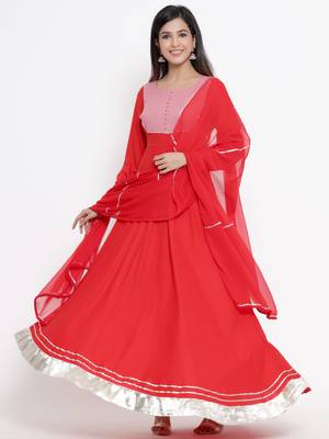 Red plain viscose rayon diwali-kurtis 1