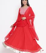 Red plain viscose rayon diwali-kurtis