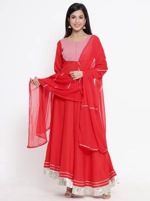 Red plain viscose rayon diwali-kurtis 2