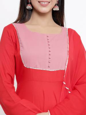 Red plain viscose rayon diwali-kurtis 3