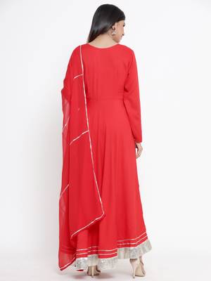 Red plain viscose rayon diwali-kurtis 5