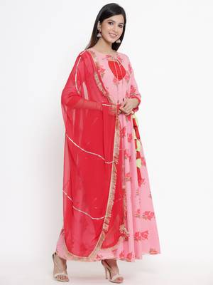 Pink printed cotton party-wear-kurtis 3