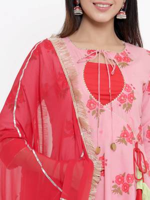 Pink printed cotton party-wear-kurtis 4