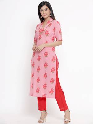 Pink printed cotton ethnic-kurtis 2