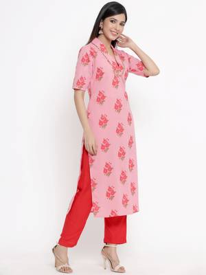 Pink printed cotton ethnic-kurtis 3
