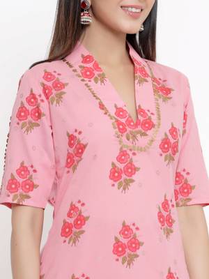 Pink printed cotton ethnic-kurtis 4