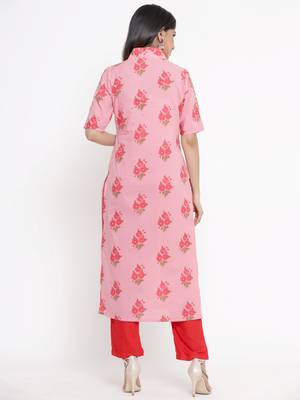 Pink printed cotton ethnic-kurtis 5