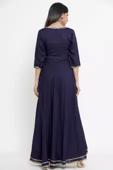 Navy blue plain viscose rayon ethnic kurtis