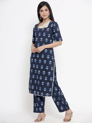 Blue printed cotton cotton kurtis 2