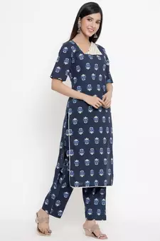 Blue printed cotton cotton kurtis