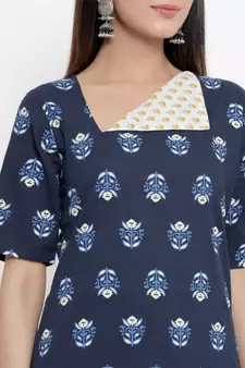 Blue printed cotton cotton kurtis
